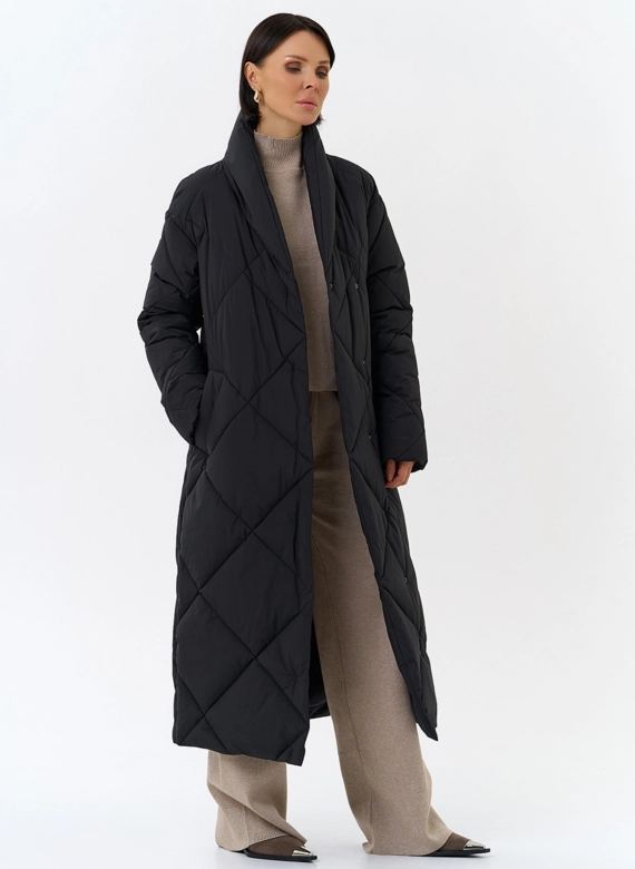 Женский пуховик с воротником шаль
