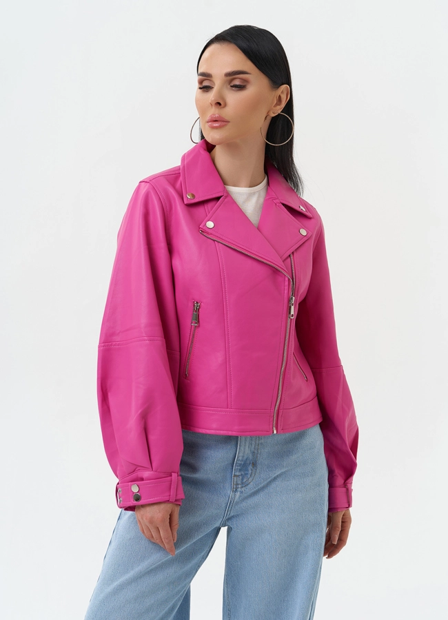 Куртка косуха из эко кожи розового цвета модель № 30306 универмаг малина