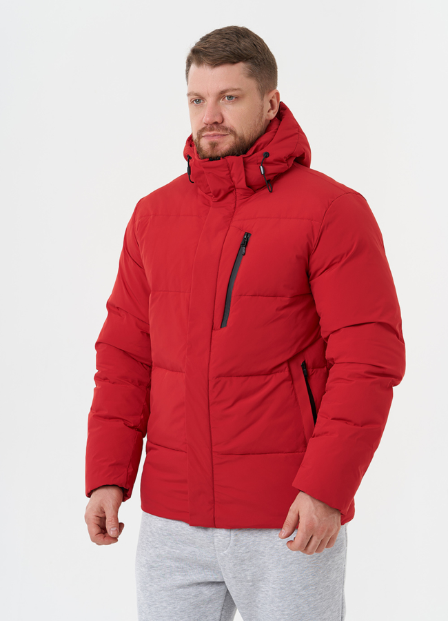 фото Яркий пуховик с капюшоном модель № 28395