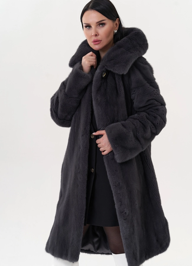 Шуба из норки в цвете графит модель № 24812 универмаг малина