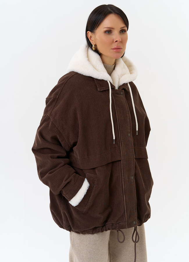 Женская утепленная куртка с отделкой из эко меха модель № 31910 универмаг малина