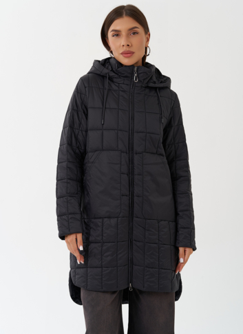 Стеганое пальто с капюшоном