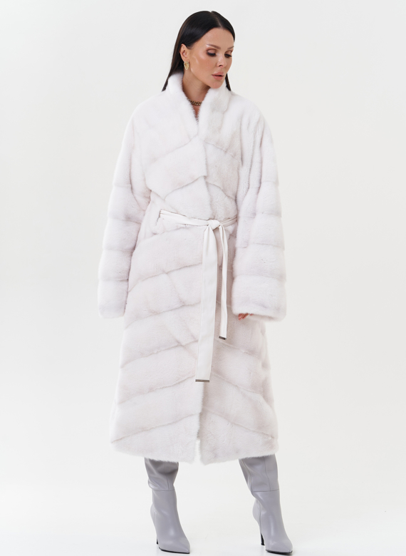 Шуба из меха норки с воротником шаль