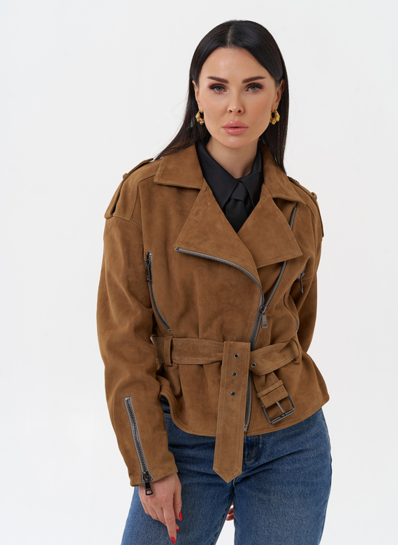 Куртка из замши с поясом