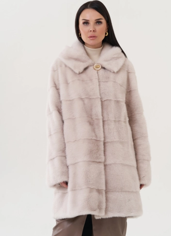 Шуба из норки с капюшоном 