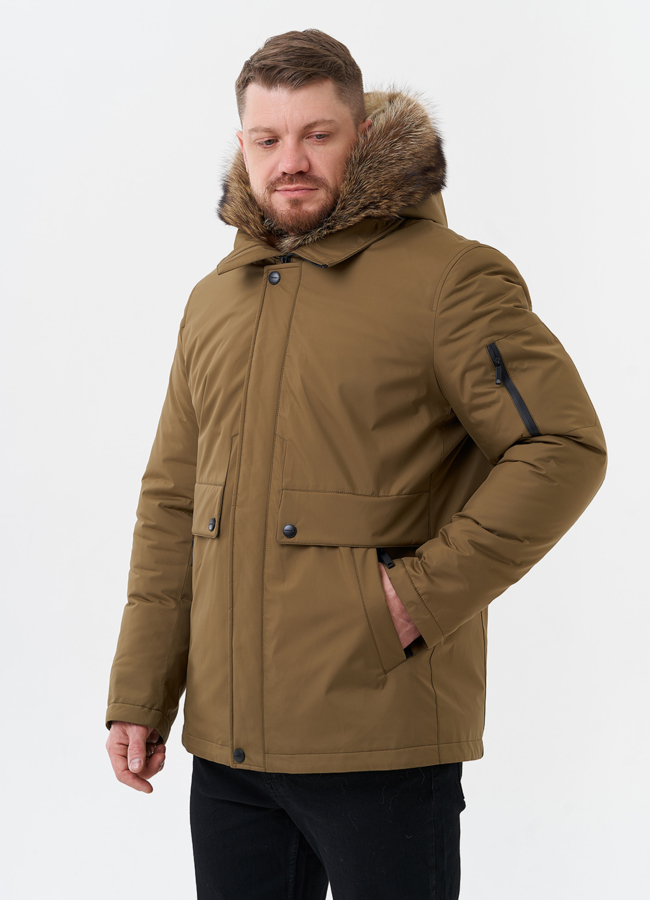 фото Парка мужская на мехе из волка модель № 29069