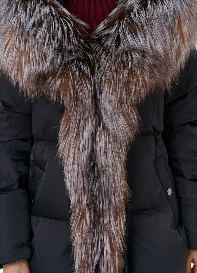 Женский пуховик с отделкой из меха блюфрост модель № 29488 универмаг малина