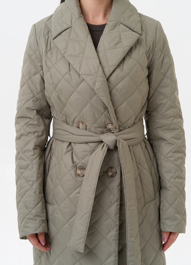 Женское стеганое полупальто с поясом модель № 29545 универмаг малина