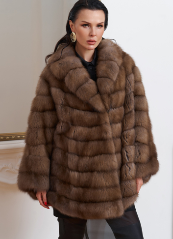 Шуба из куницы оверсайз
