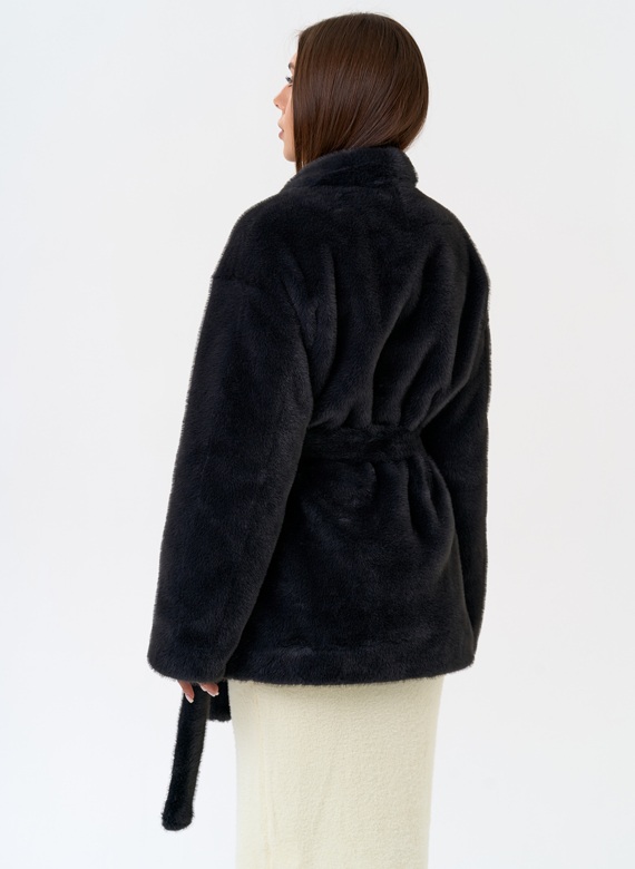 Женская шуба из эко меха с воротником шаль