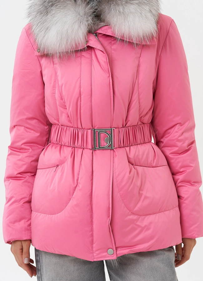 Пуховик с мехом чернобурки модель № 28572 универмаг малина
