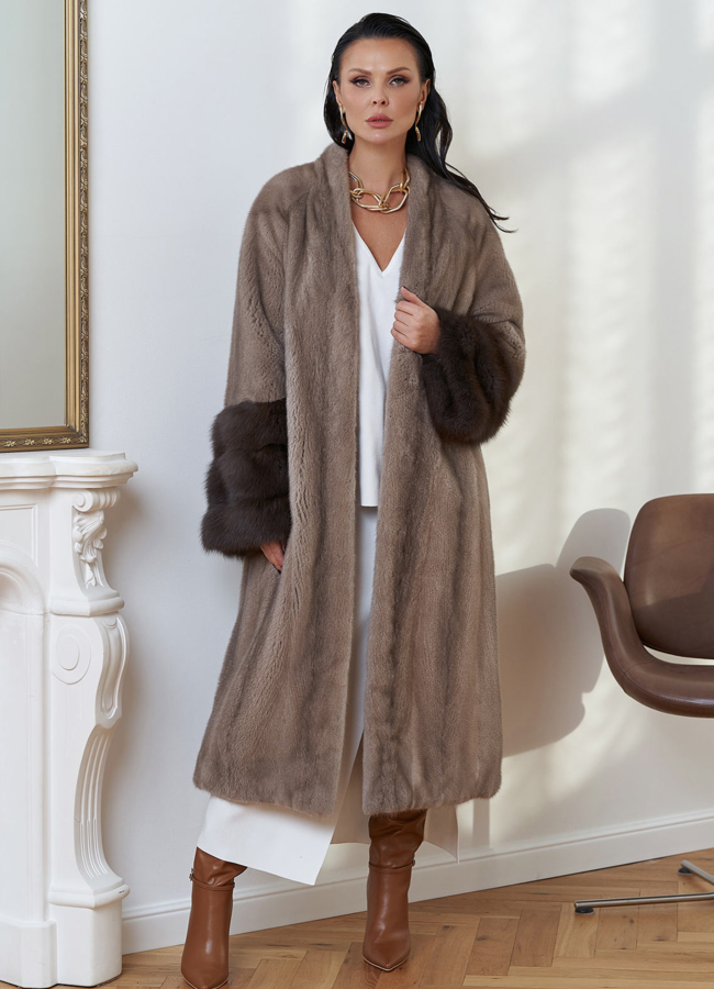 фото Шуба из меха скандинавской норки модель № 28634