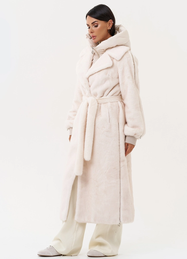 Женская шуба со съёмным капюшоном модель № 31237 универмаг малина