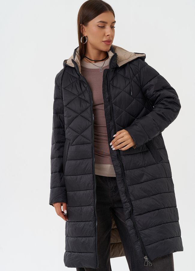 Стеганый пуховик с капюшоном модель № 28293 универмаг малина